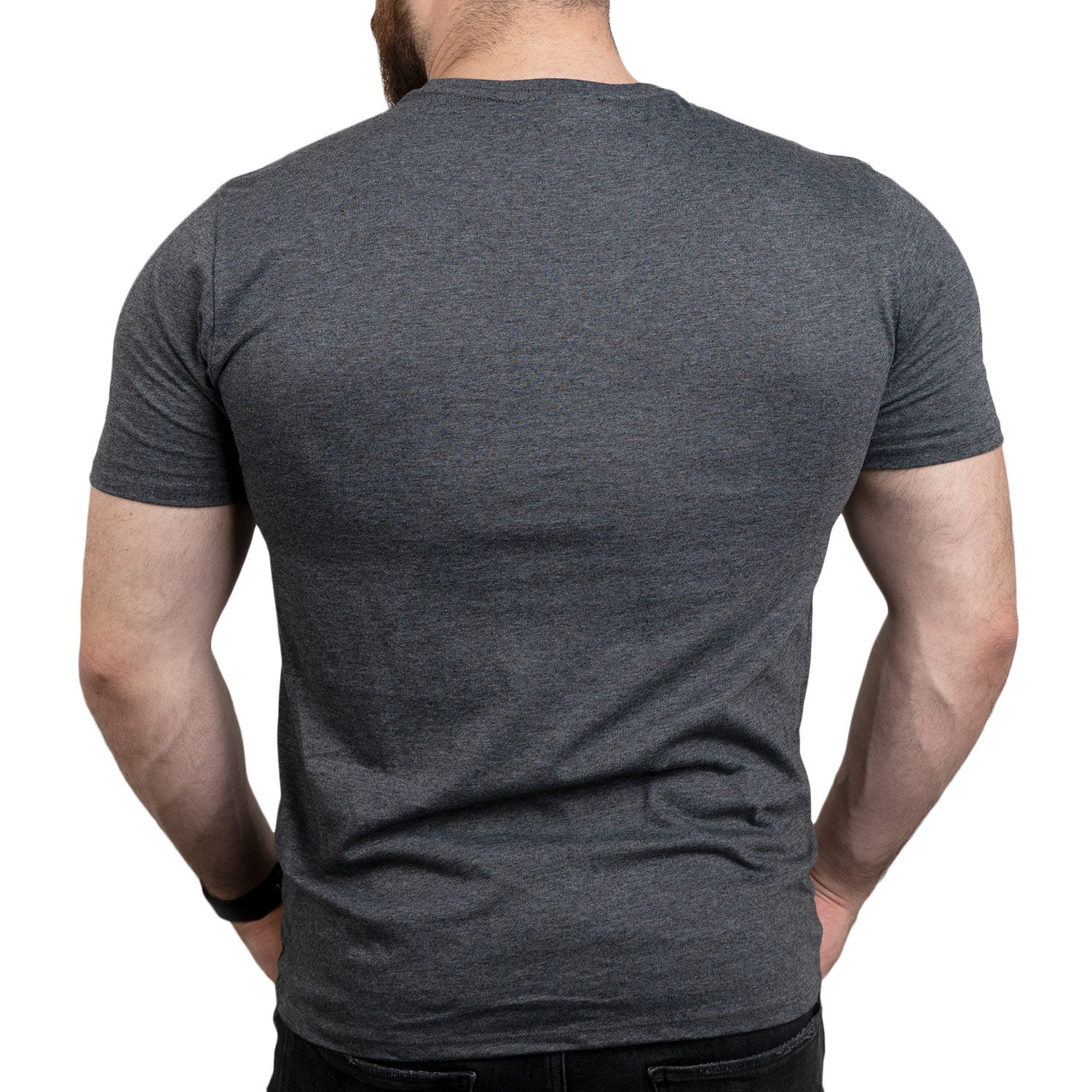 Zec+ T-Shirt Herren Melange Schwarz Rückseite ohne Aufdruck