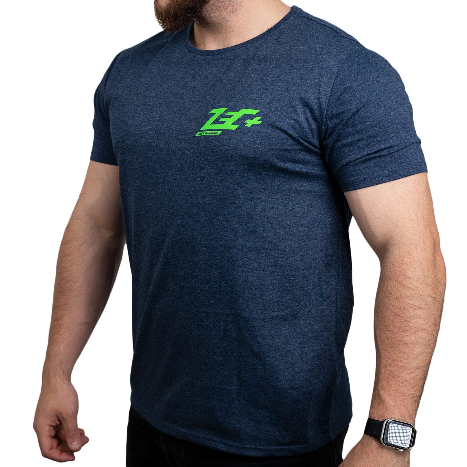 Zec+ Herren T-Shirt Melange Blau Schrägansicht links