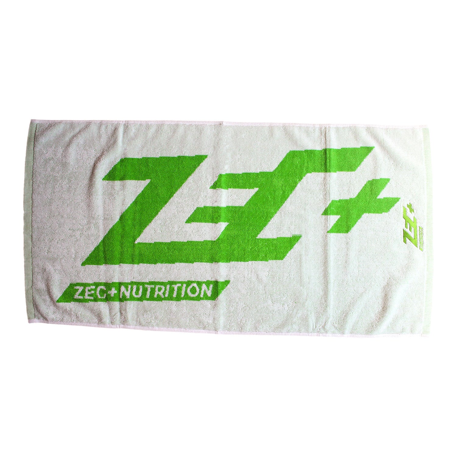 Zecplus Handtuch weiß Oberseite mit grünem Logo 100x51cm