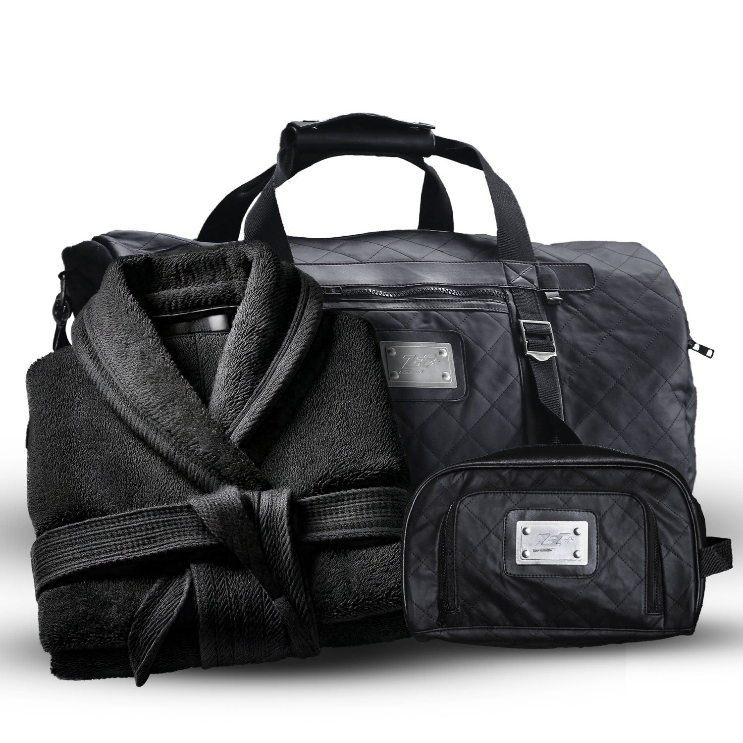 Zec+ Lifestyle Weekend King Set mit Sporttasche, Kulturbeutel und schwarzem Bademantel Vorderseite