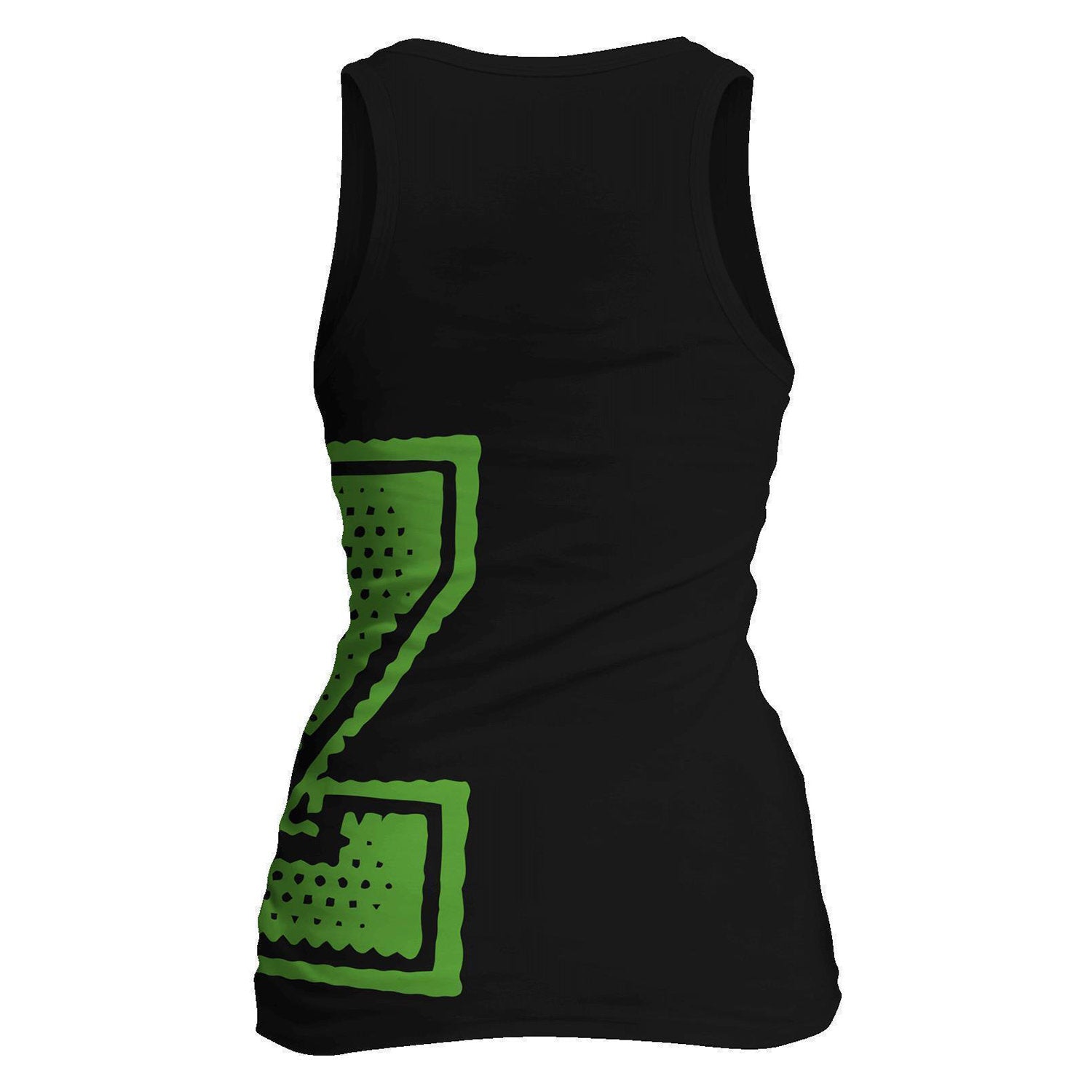 Schwarzes Damen Tanktop mit grünem Zec+ Logo Rückseite