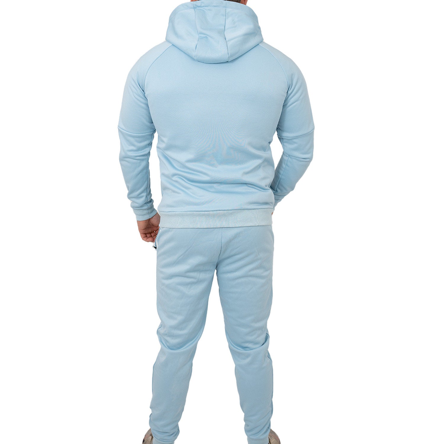 Blauer Zec+ Herren-Trainingsanzug Rückseite mit Kapuze